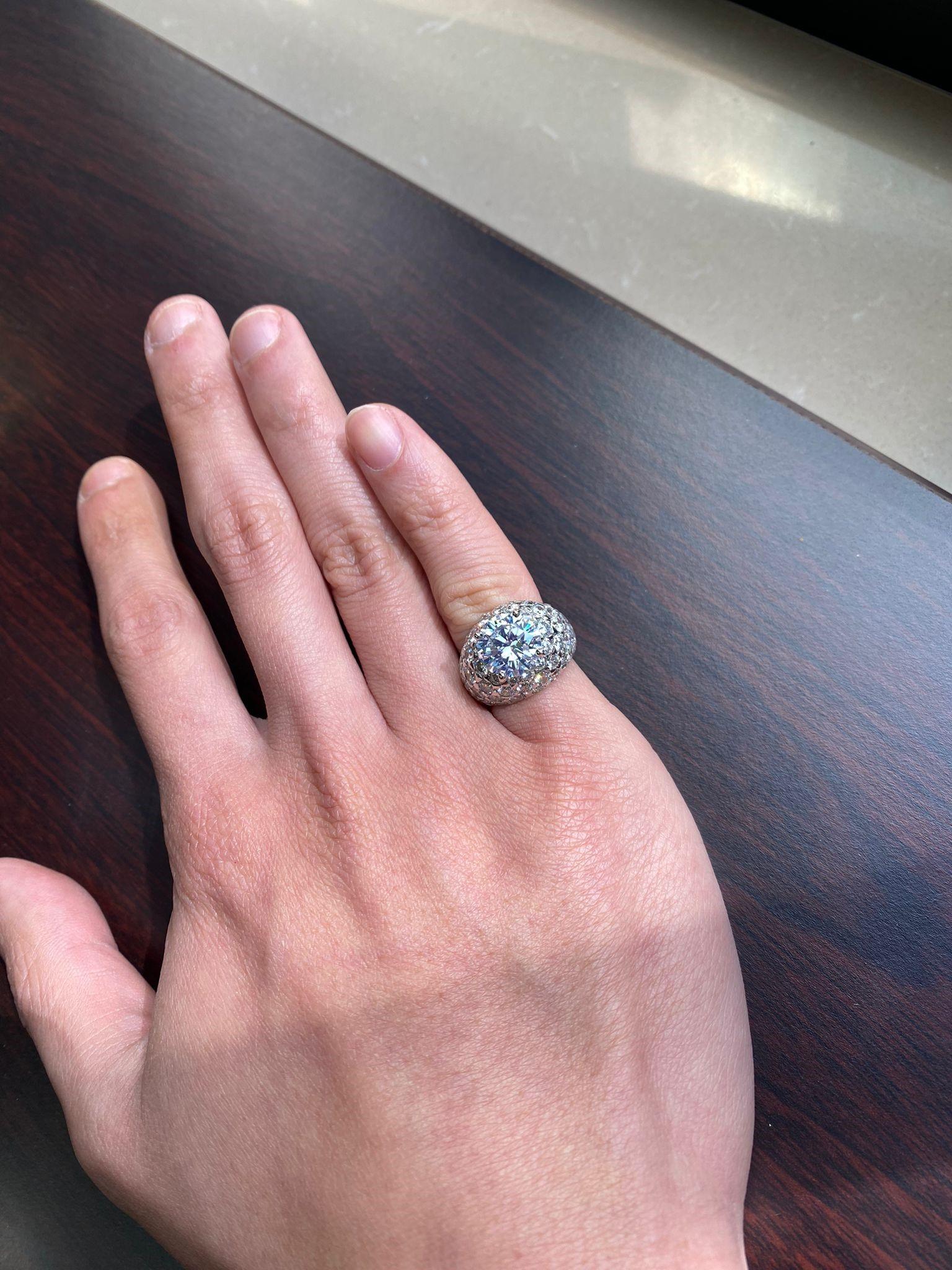 GIA zertifiziert 3,67 Karat runde Diamant Dome Pinky Ring 2