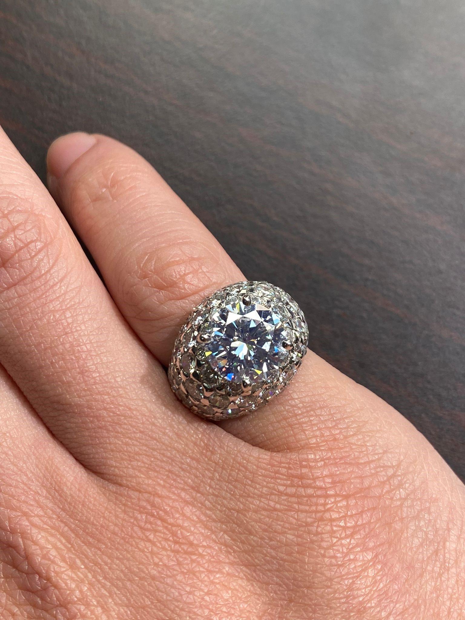 GIA zertifiziert 3,67 Karat runde Diamant Dome Pinky Ring 3