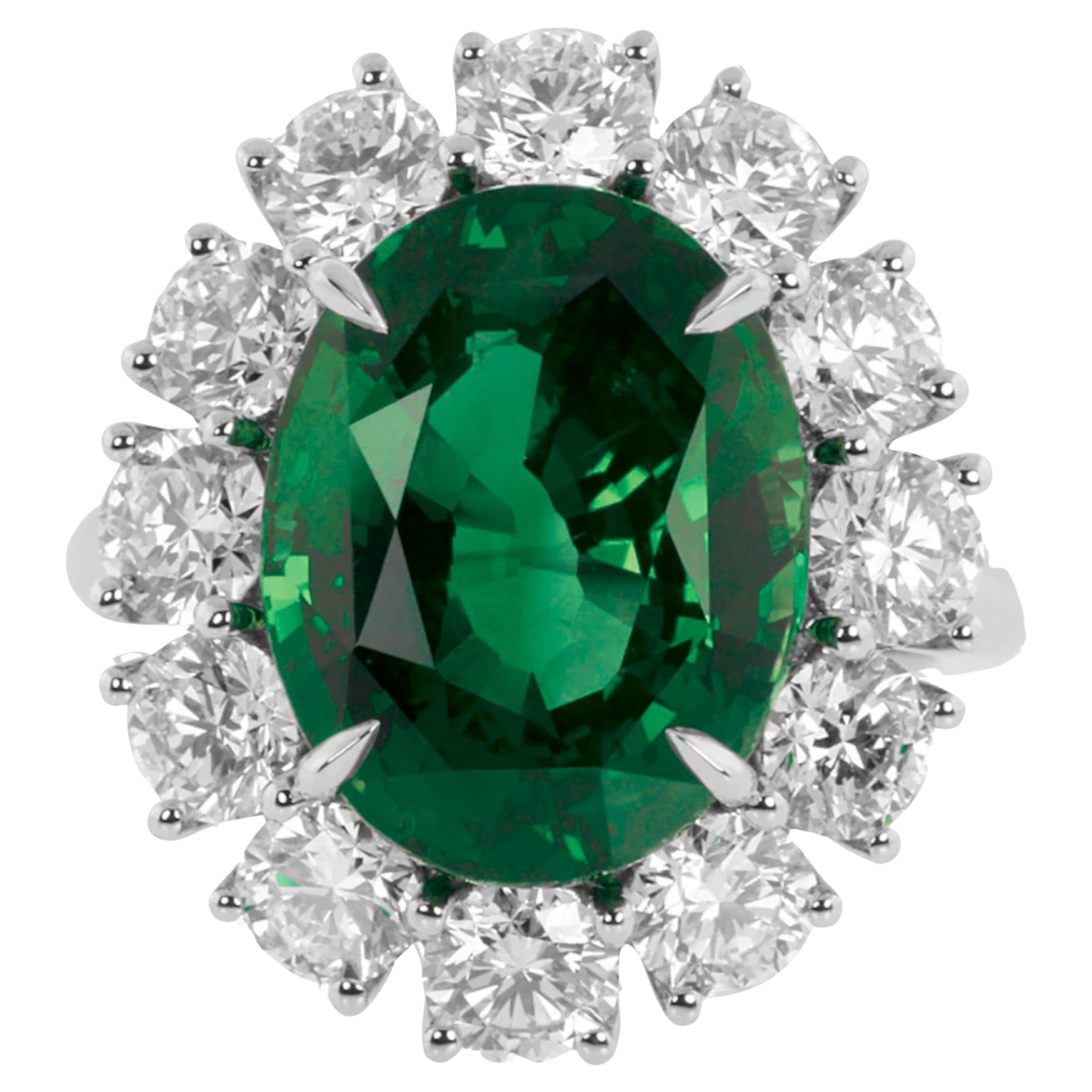 GIA Certified 3.67 Carat UNTREATED EMERALD Diamond Platinum Ring