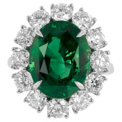 GIA Certified 3.67 Carat UNTREATED EMERALD Diamond Platinum Ring