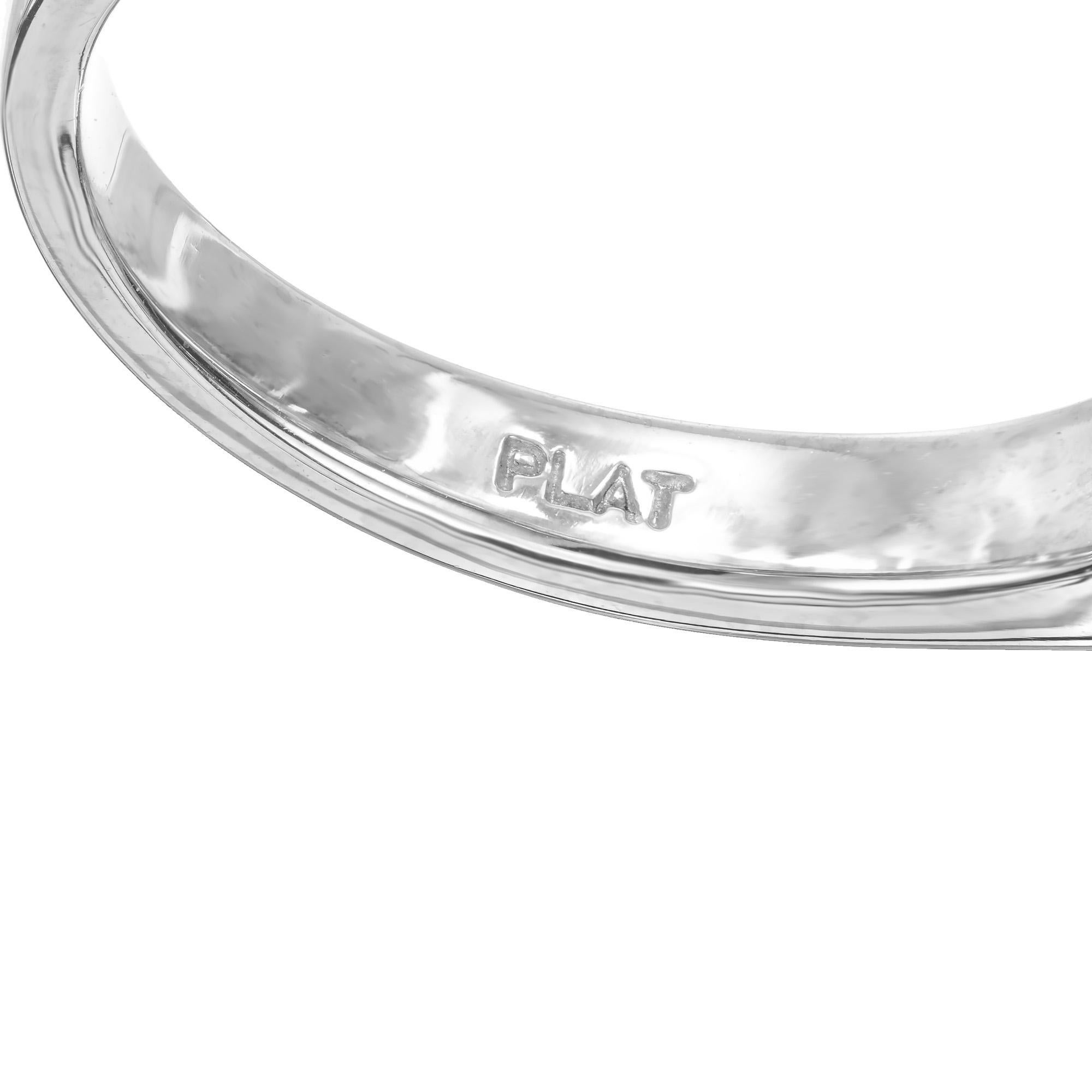 Baguette Cut GIA Certified 3.67 Carat Violet Blue Sapphire Diamond Platinum Engagement Ring For Sale