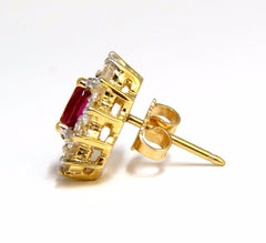 GIA Certified 3.68 Carat Natural Ruby Diamond Earrings 18 Karat*