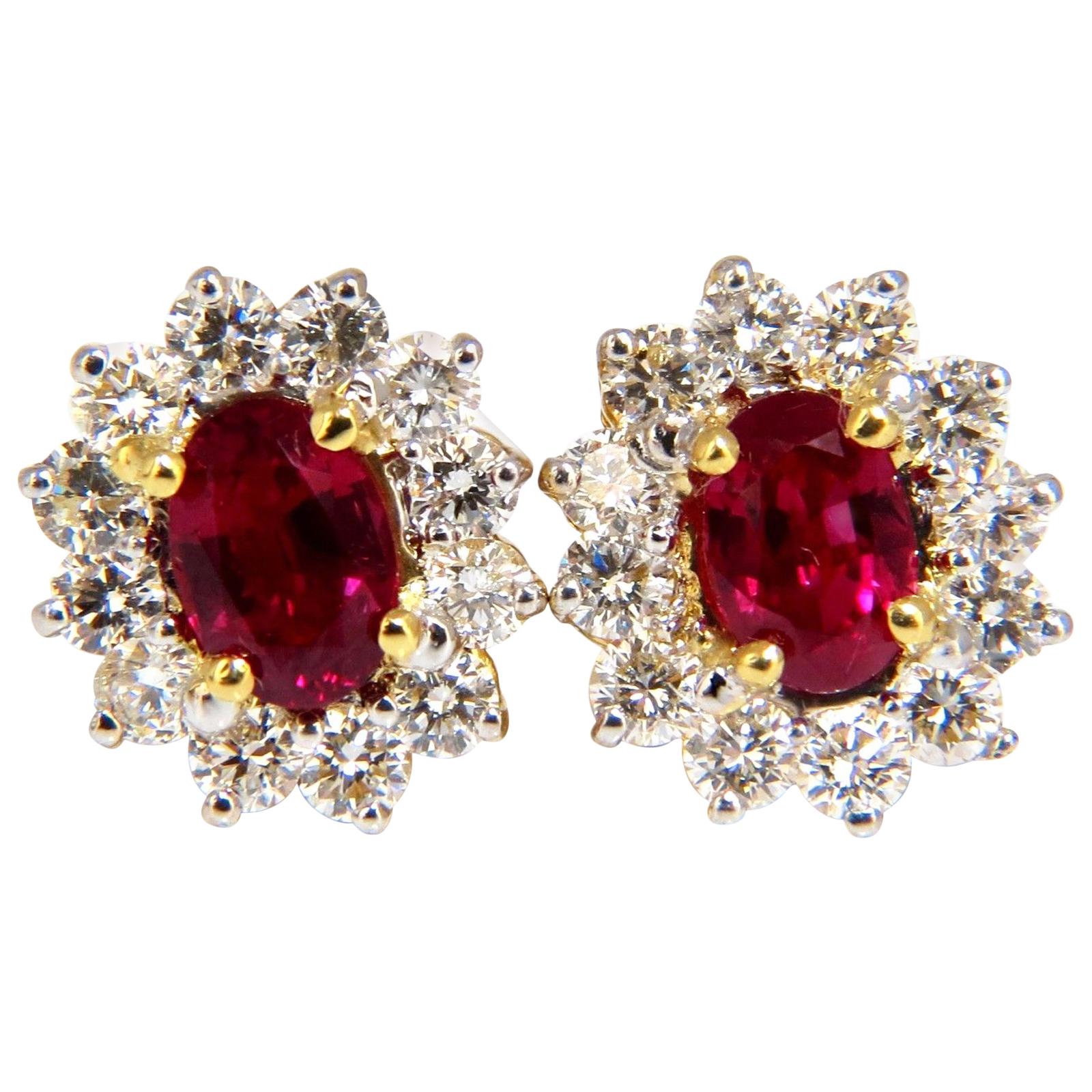 GIA Certified 3.68 Carat Natural Ruby Diamond Earrings 18 Karat
