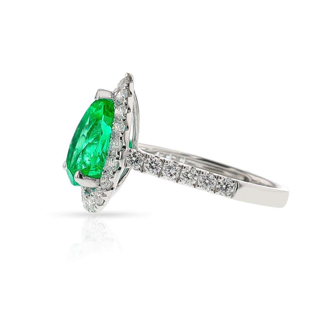 GIA Certified 3.68 ct. Colombian Emerald and Diamond Ring, 18k 3