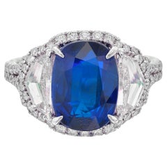 Certificado GIA de 3.69 quilates  Anillo Zafiro Diamante Platino
