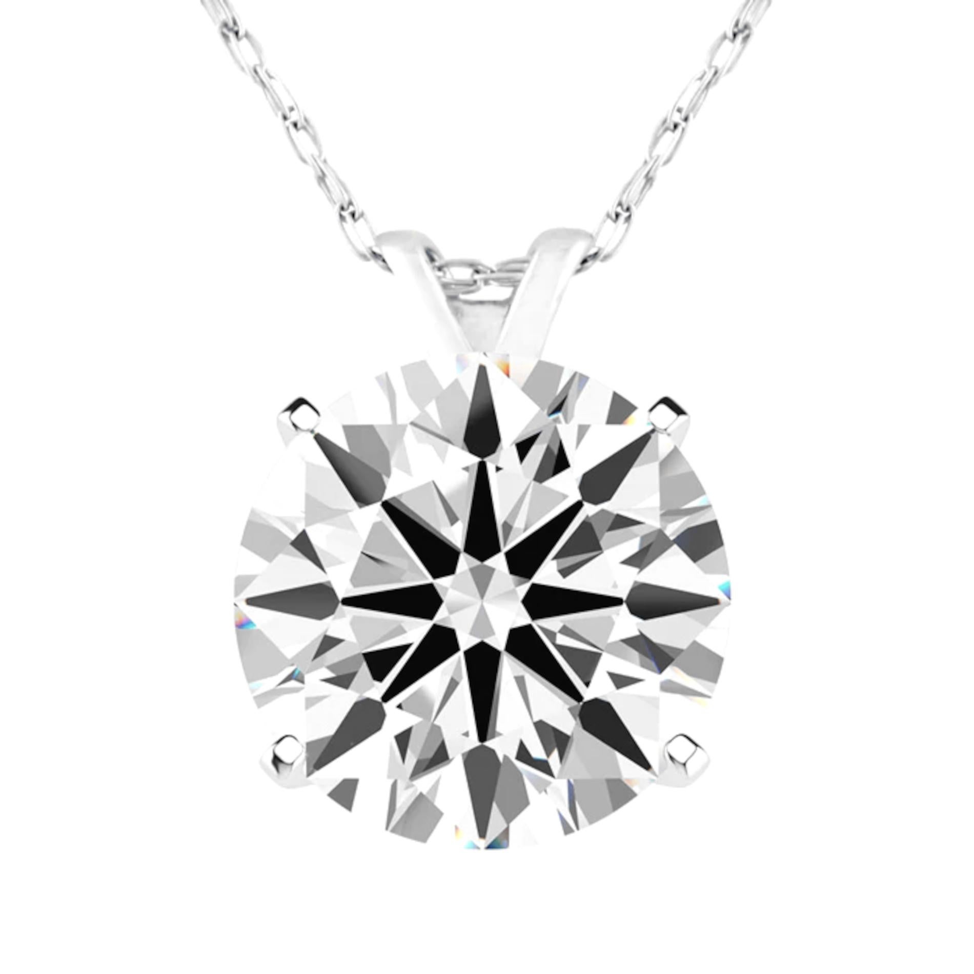 Contemporain Pendentif certifié GIA, diamant taille ronde de 3,51 carats, couleur E, pureté VVS2 en vente
