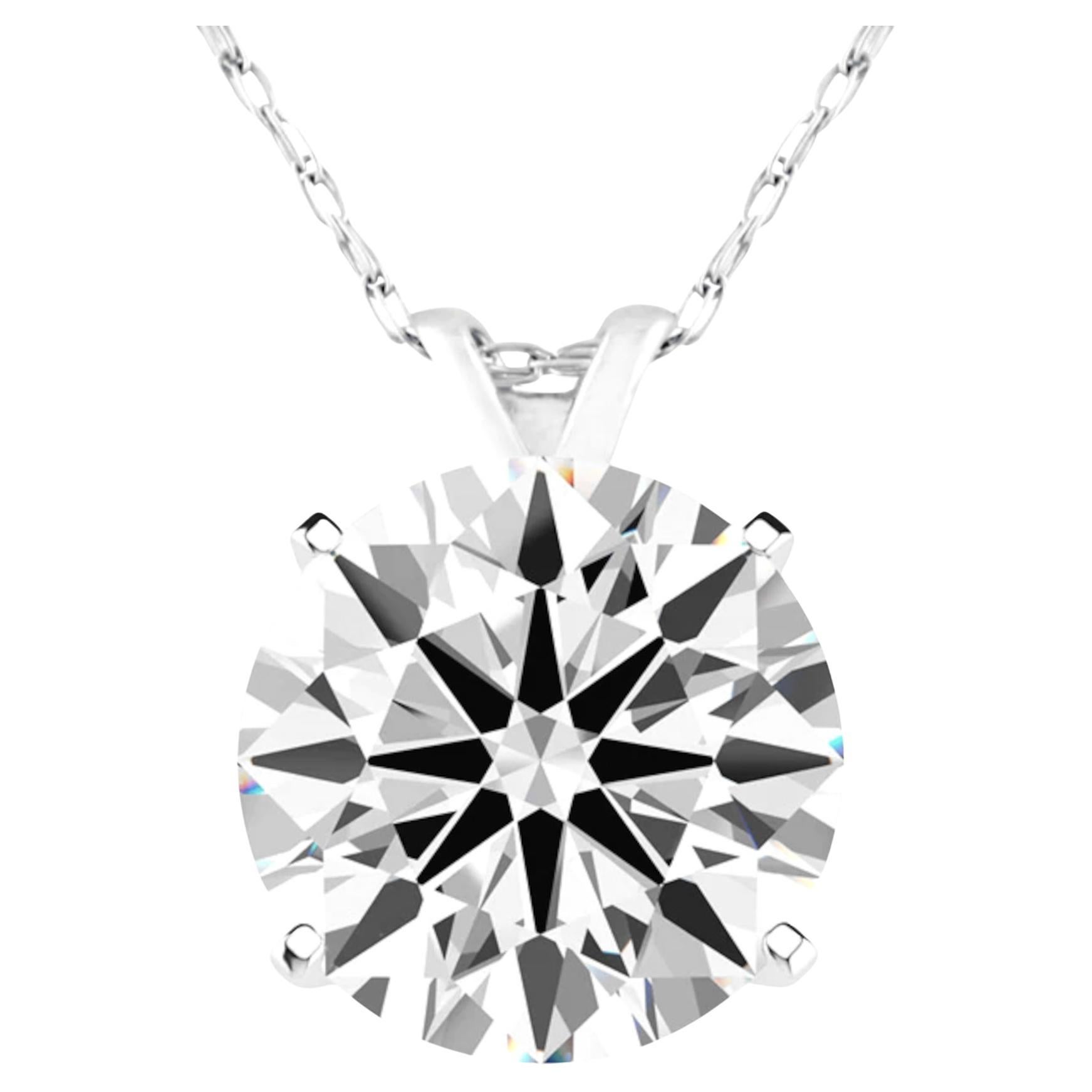 GIA Certified 3.73 Carat E Color Flawless Clarity Round Cut Diamond Pendant