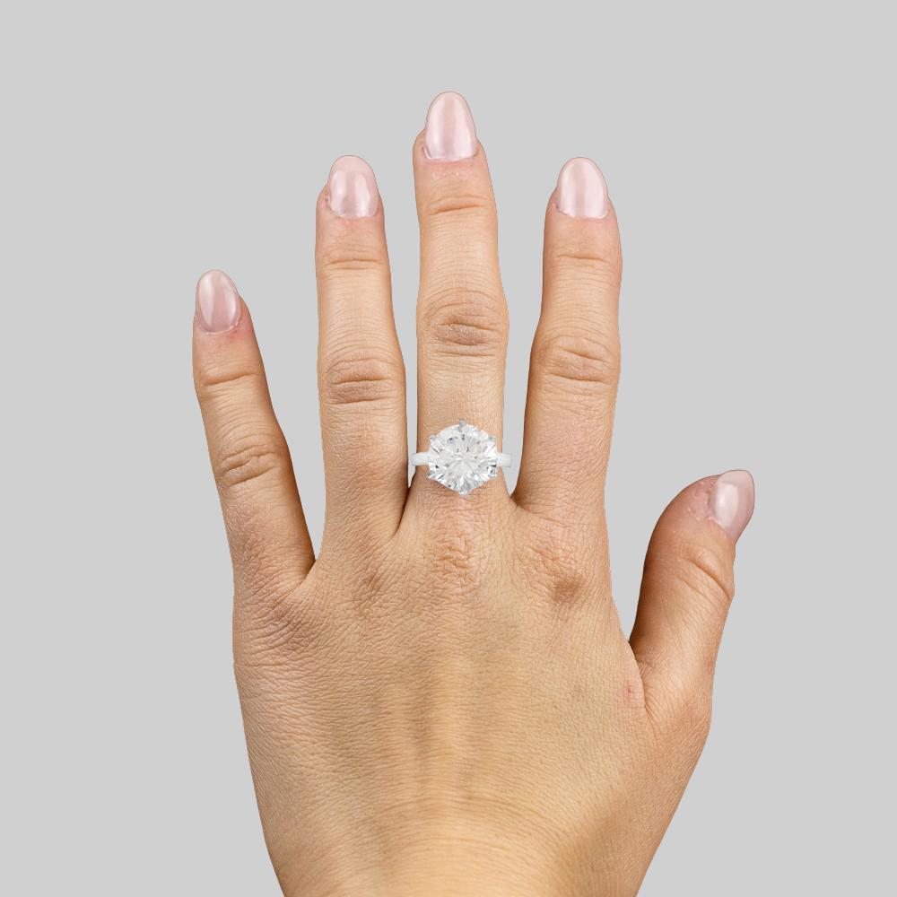 Round Cut GIA Certified 3.70 Carat Round Brilliant Cut Diamond Solitaire Ring For Sale