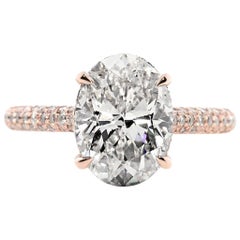GIA Certified 3.71 Carat Oval Cut Diamond Engagement Ring in Rose Gold