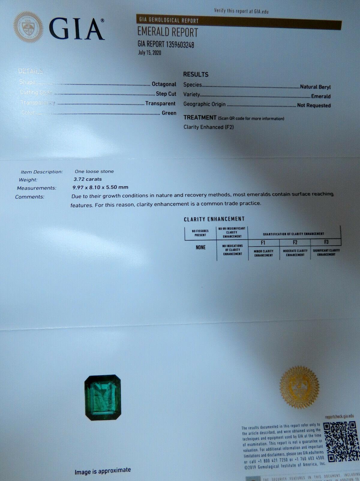 Bague 14kt « F2 » en diamants et émeraudes naturelles de 3,62 carats certifiées par le GIA en vente 1