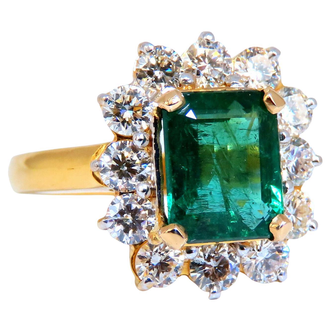 GIA-zertifiziert: 3,72 Karat natürlicher Smaragd Diamanten Ring 14kt 'F2'