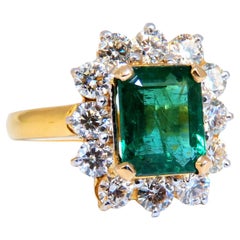 GIA Certified: 3.72ct Natural Emerald Diamonds Ring 14kt 'F2'*