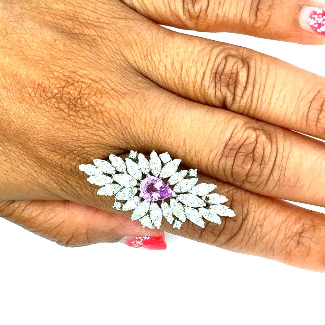 GIA zertifiziert 3,73 Karat No Heat Pink Saphir Diamant Weißgold Cocktail Ring im Zustand „Neu“ im Angebot in Los Angeles, CA