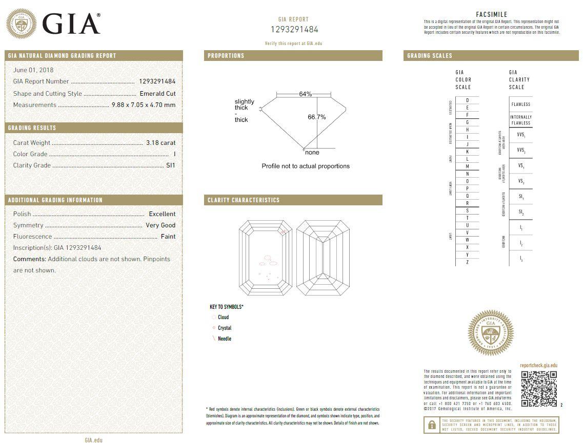 GIA Certified 3.74 Carat Emerald Cut Diamond Ring For Sale 1