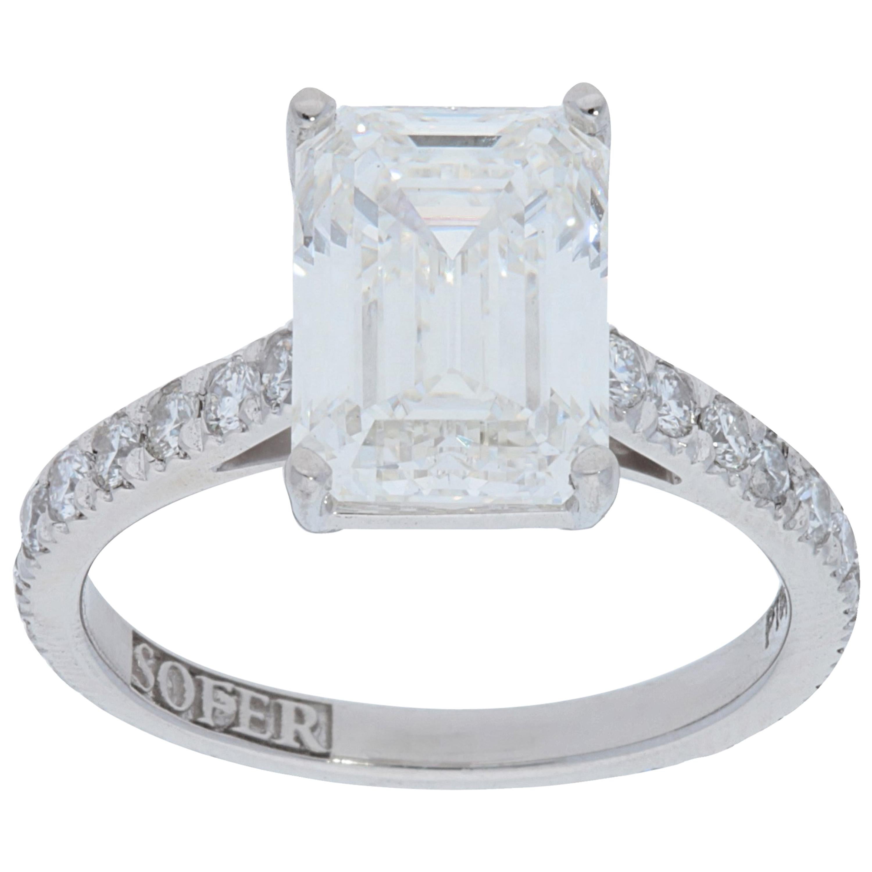 GIA Certified 3.74 Carat Emerald Cut Diamond Ring For Sale
