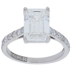 GIA Certified 3.74 Carat Emerald Cut Diamond Ring