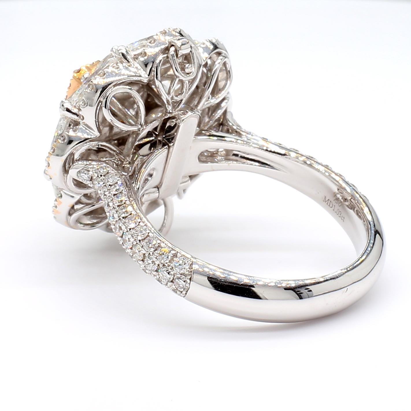 Radiant Cut GIA Certified 3.74 Carat Fancy Green-Yellow Diamond Ring in 18K Gold For Sale