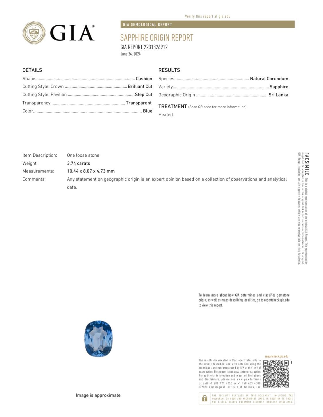 GIA Certified 3.74 Carat Oval Blue Sapphire Baguette Diamond Engagement Ring In New Condition For Sale In Los Angeles, CA