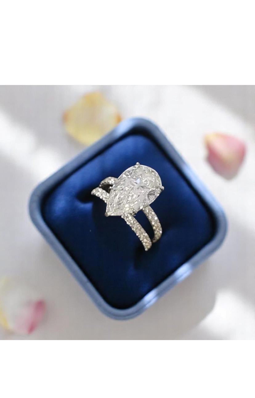 Pear Cut GIA Certified 3.75 Carat F/VS1 Pear Shape Diamond 18K Gold Solitaire Ring For Sale