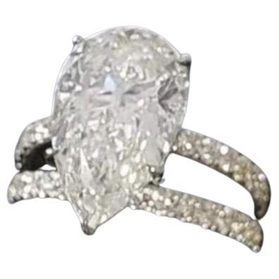 GIA Certified 3.75 Carat F/VS1 Pear Shape Diamond 18K Gold Solitaire Ring