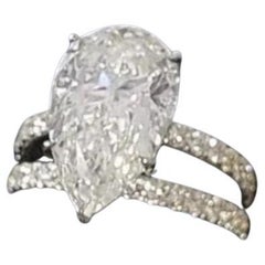GIA Certified 3.75 Carat F/VS1 Pear Shape Diamond 18K Gold Solitaire Ring