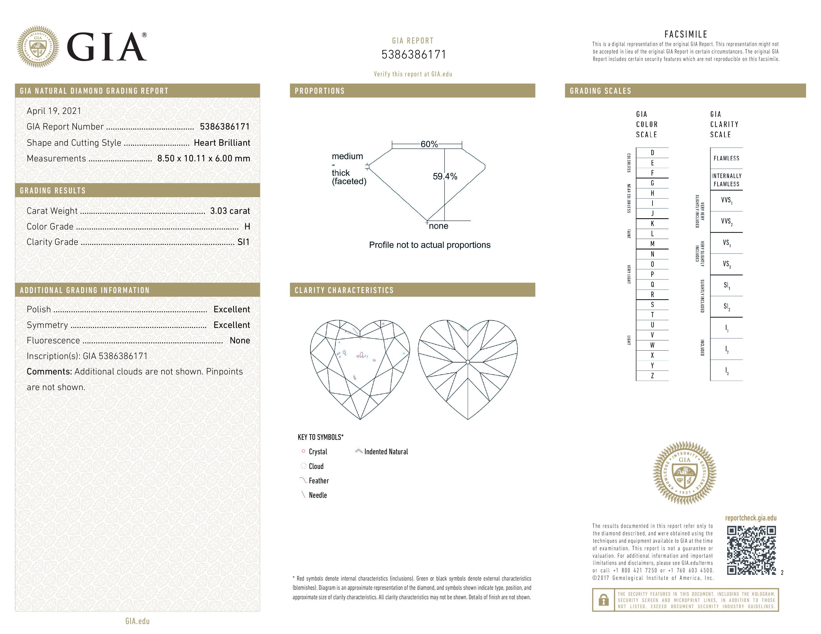 Heart Cut GIA Certified 3.75 Carat Heart Shape Diamond 18 Carats Gold Necklace 