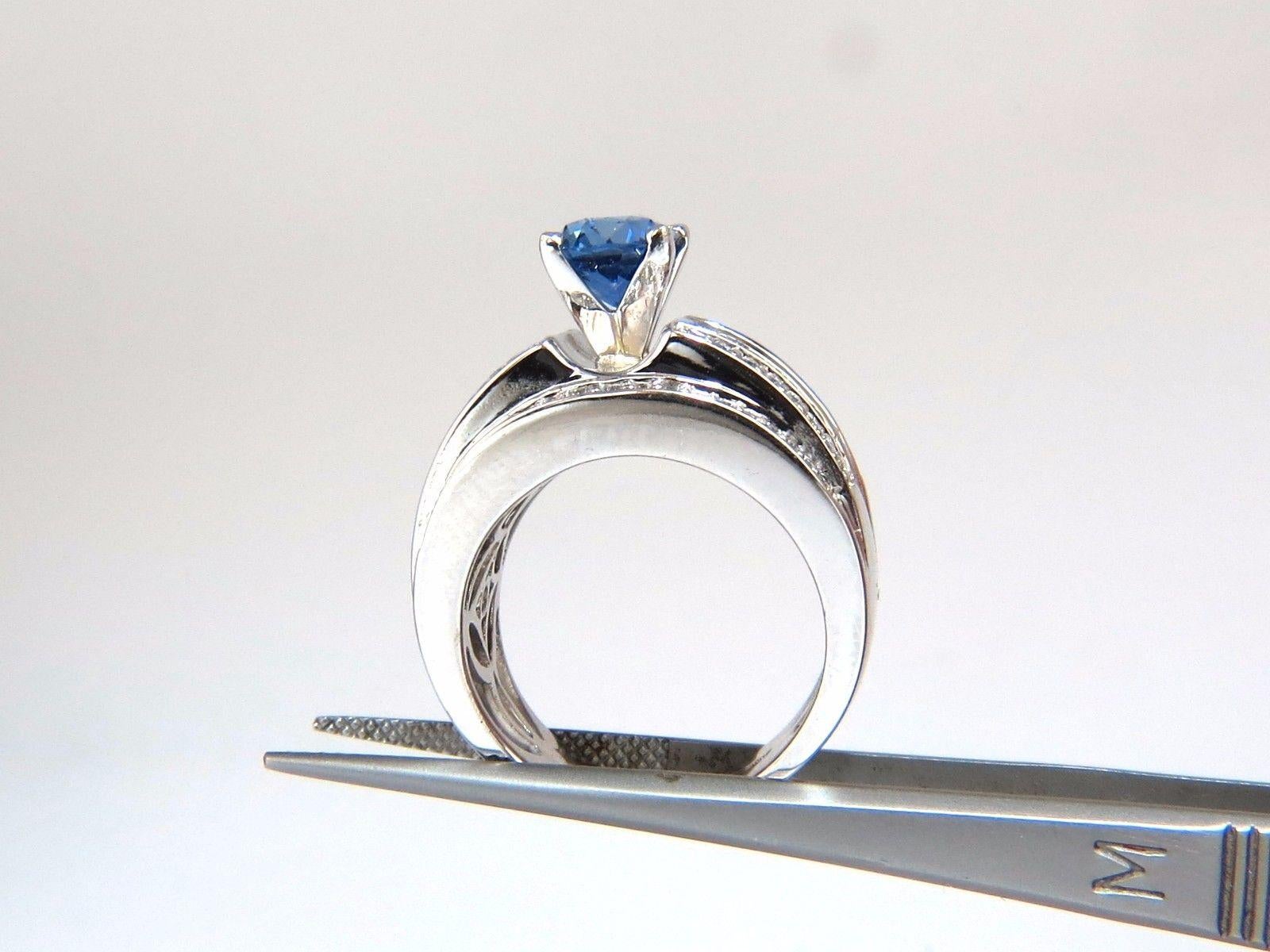 GIA-zertifizierter 3,75 Karat natürlicher blauer Saphir-Diamant-Ring mit mehreren Reihen im Angebot 3