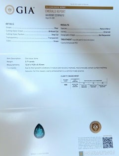 GIA Certified 3.77ct Natural Emerald Diamond Necklace 14kt*