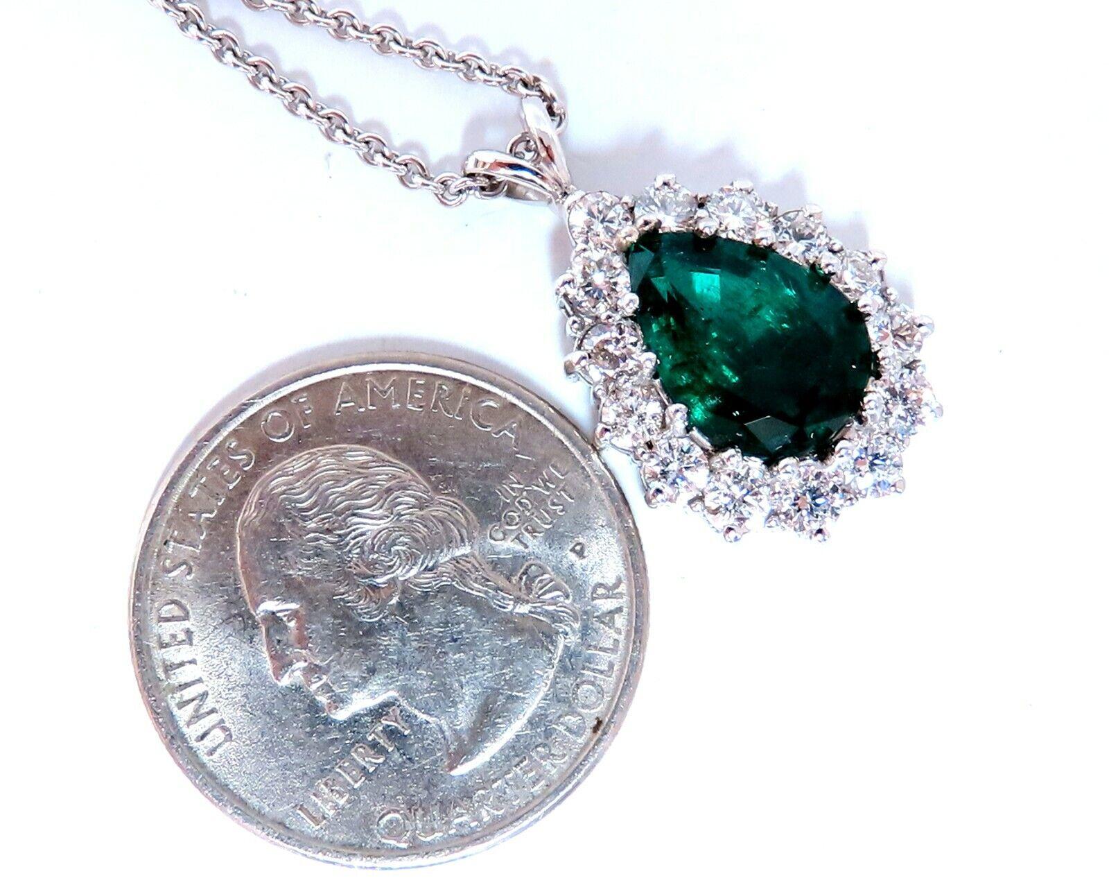 Collier de diamants et émeraude naturelle de 3,77 carats certifiée GIA, 14 carats Unisexe en vente