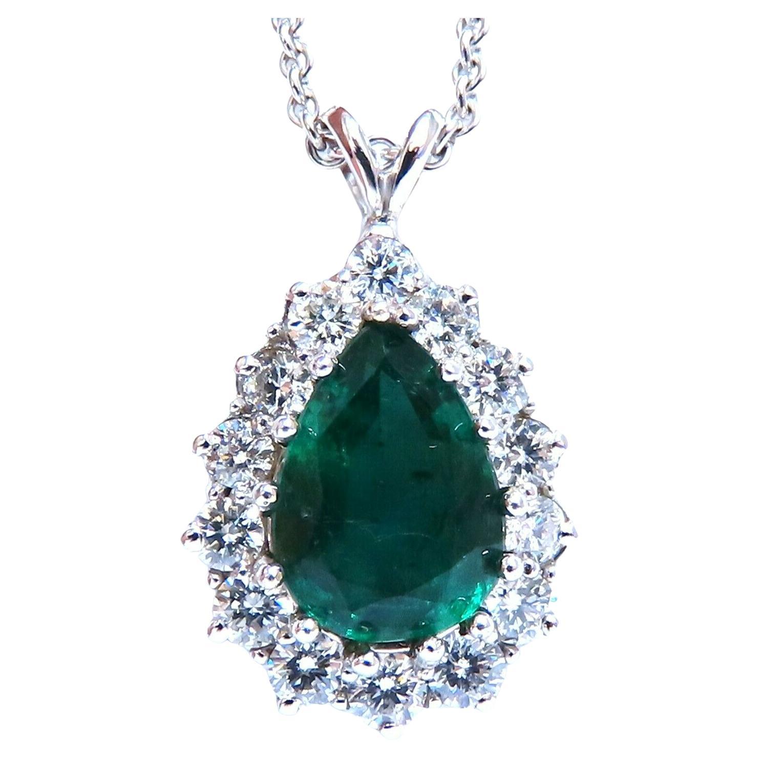 GIA Certified 3.77ct Natural Emerald Diamond Necklace 14kt For Sale