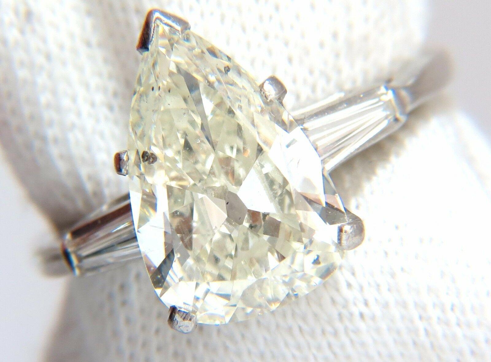 GIA Certified 3.77ct Pear Shape Diamond Ring Platinum Classic Engagement In New Condition For Sale In New York, NY