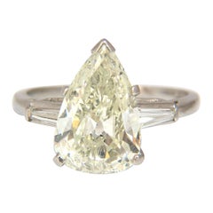 Anello di diamanti a forma di pera certificato GIA da 3,77 ct in platino per il fidanzamento classico