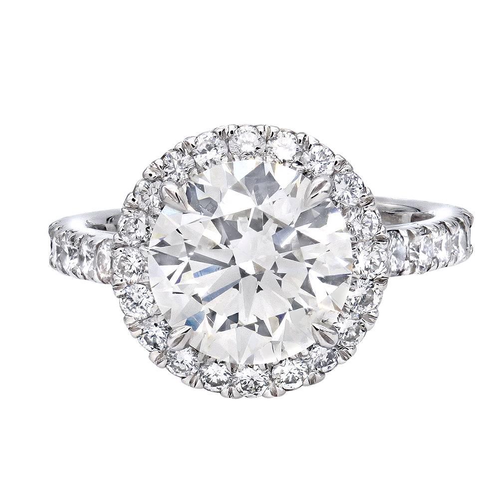 GIA Certified 3.78 Carat Round Cut Diamond Ring For Sale