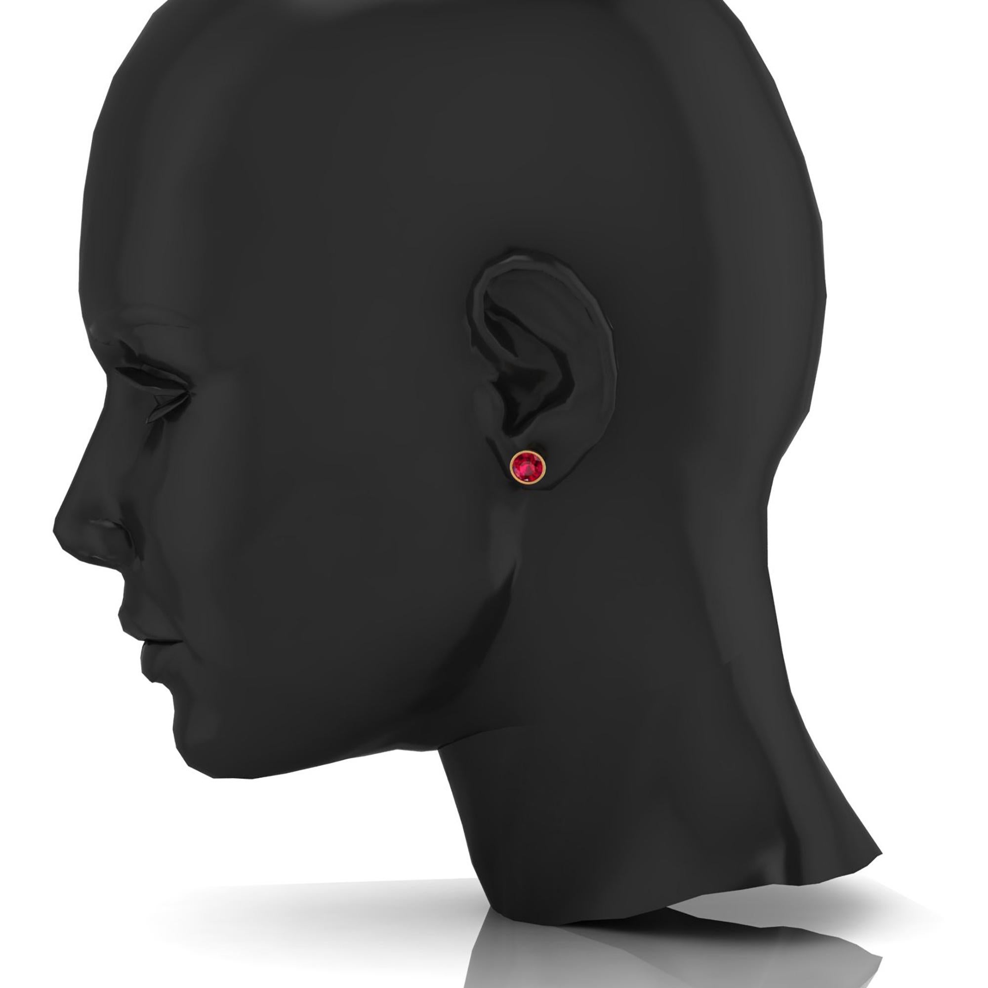 Clous d'oreilles en or jaune 18 carats avec rubis de 3,78 carats certifié par le GIA en vente 2