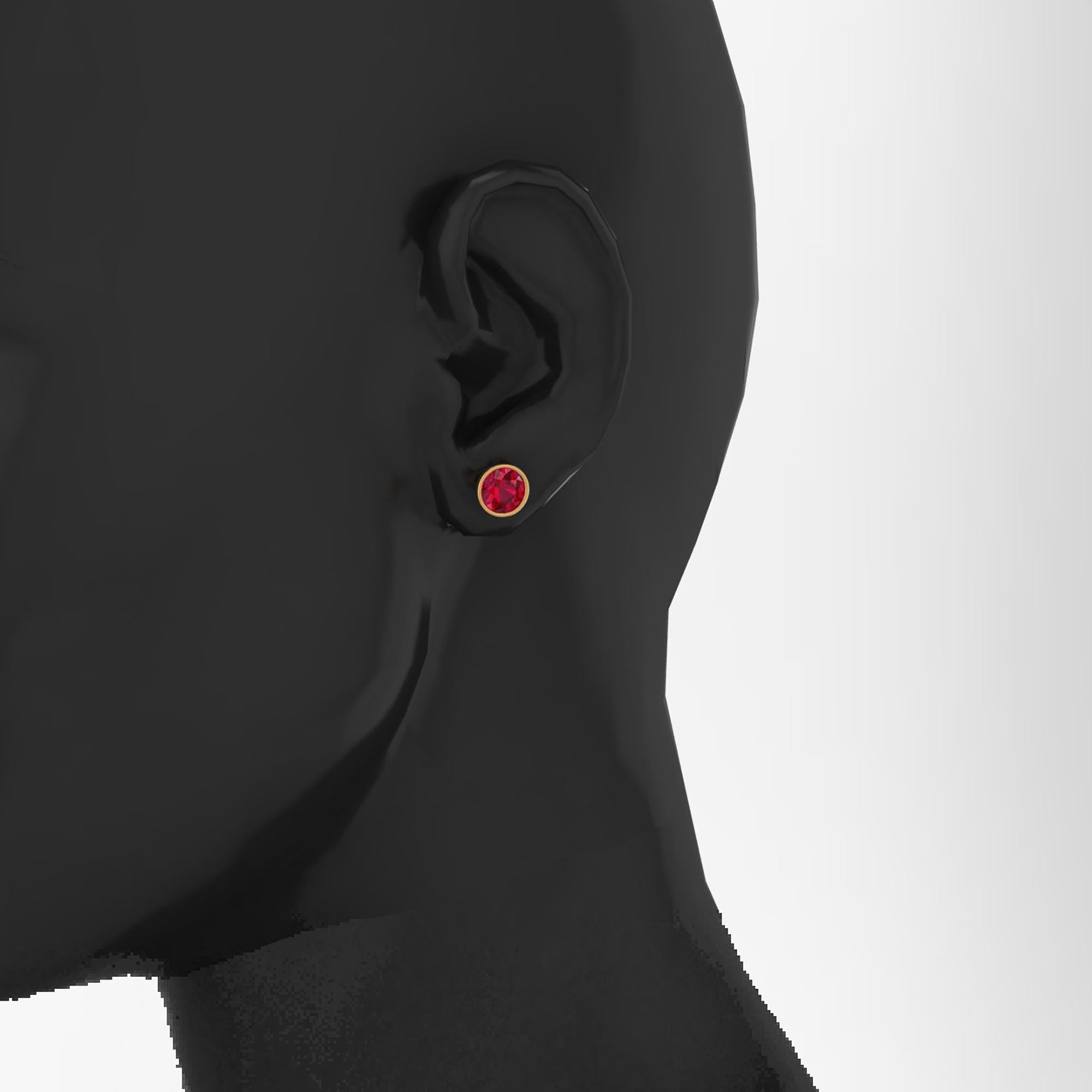 Clous d'oreilles en or jaune 18 carats avec rubis de 3,78 carats certifié par le GIA en vente 3