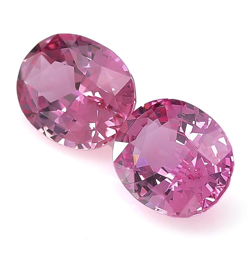 Mixed Cut GIA Certified 3.78 Carats Heated Pink Sapphire Matching Pair  For Sale
