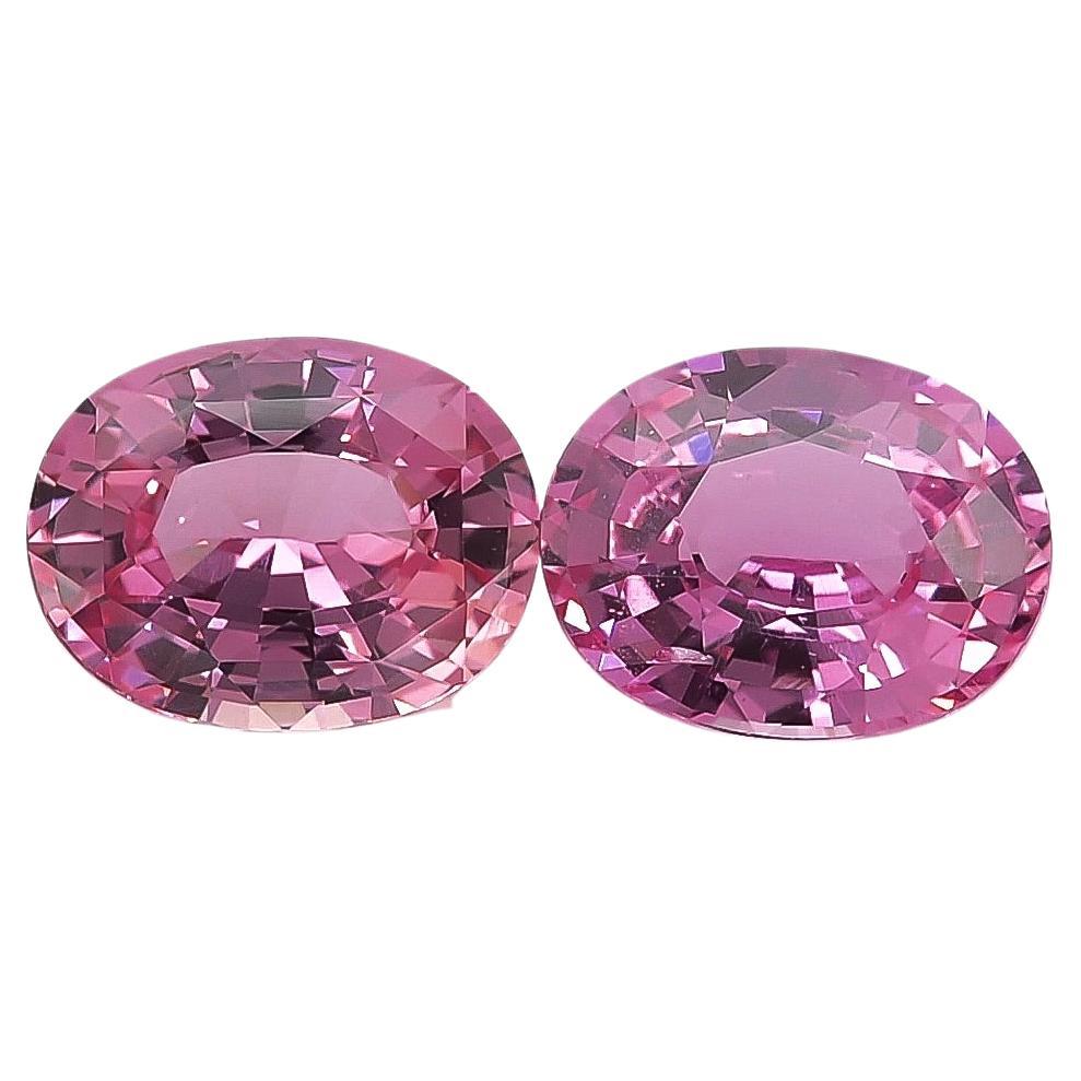 GIA Certified 3.78 Carats Heated Pink Sapphire Matching Pair  For Sale