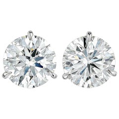 FLAWLESS GIA Certified 3.02 Carat Brilliant Diamond Studs