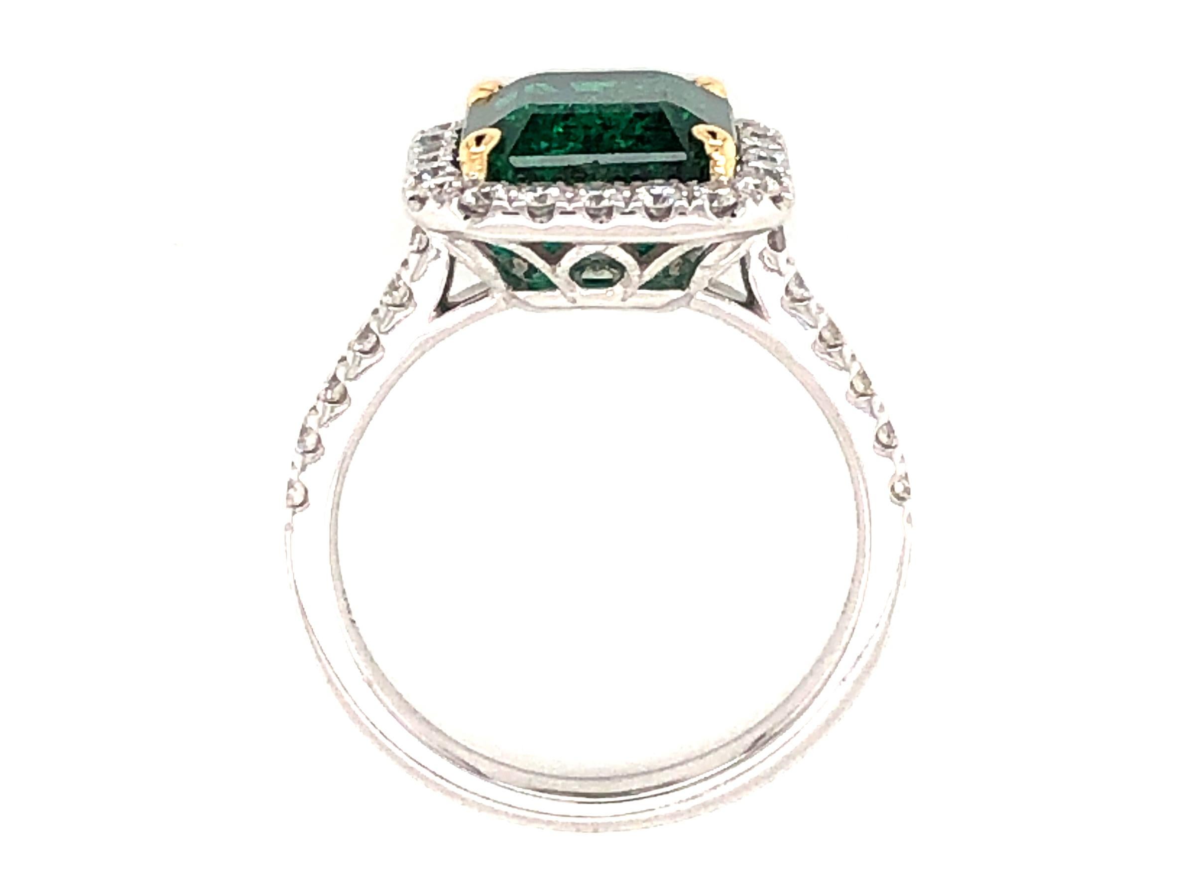 GIA Certified 3.80 Carat Emerald and Diamond Ring 4