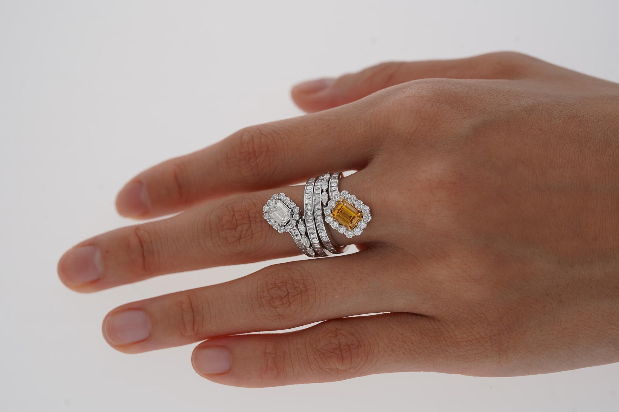 Anello Toi Et Moi staccabile a due pezzi con certificato GIA da 3,81 carati in oro bianco 18 carati in vendita 4