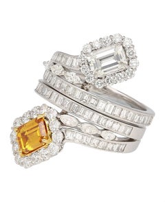 GIA Certified 3.81 Carat Detachable Two-Piece Toi Et Moi Ring in 18K White Gold