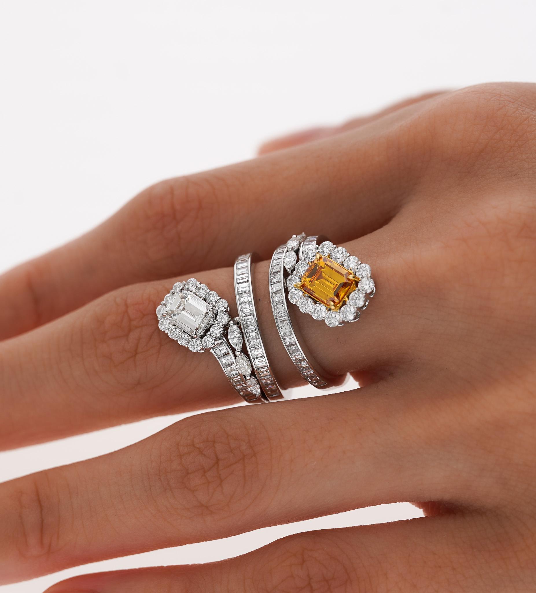 Anello Toi Et Moi staccabile a due pezzi con certificato GIA da 3,81 carati in oro bianco 18 carati in vendita 1