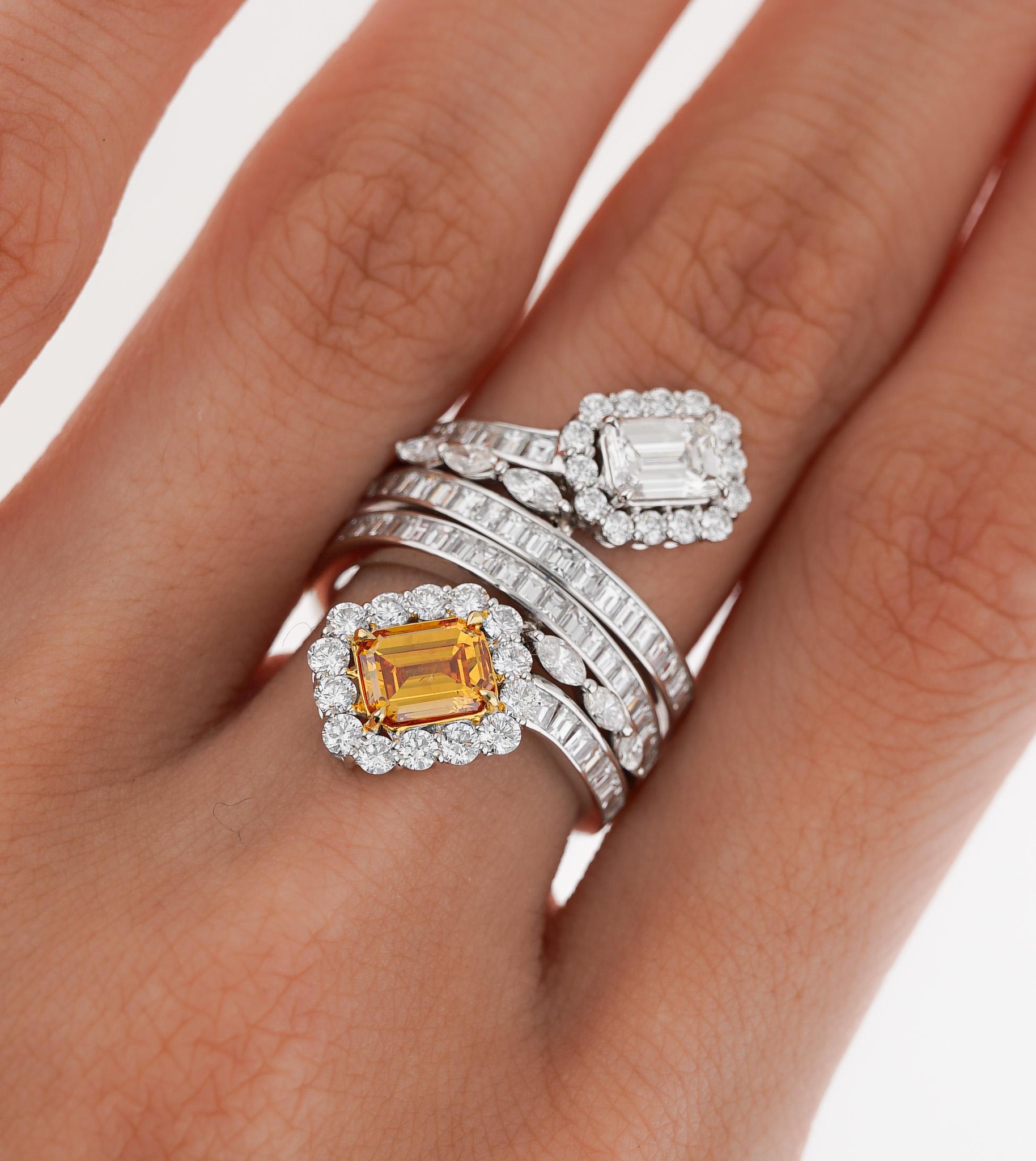 Anello Toi Et Moi staccabile a due pezzi con certificato GIA da 3,81 carati in oro bianco 18 carati in vendita 2