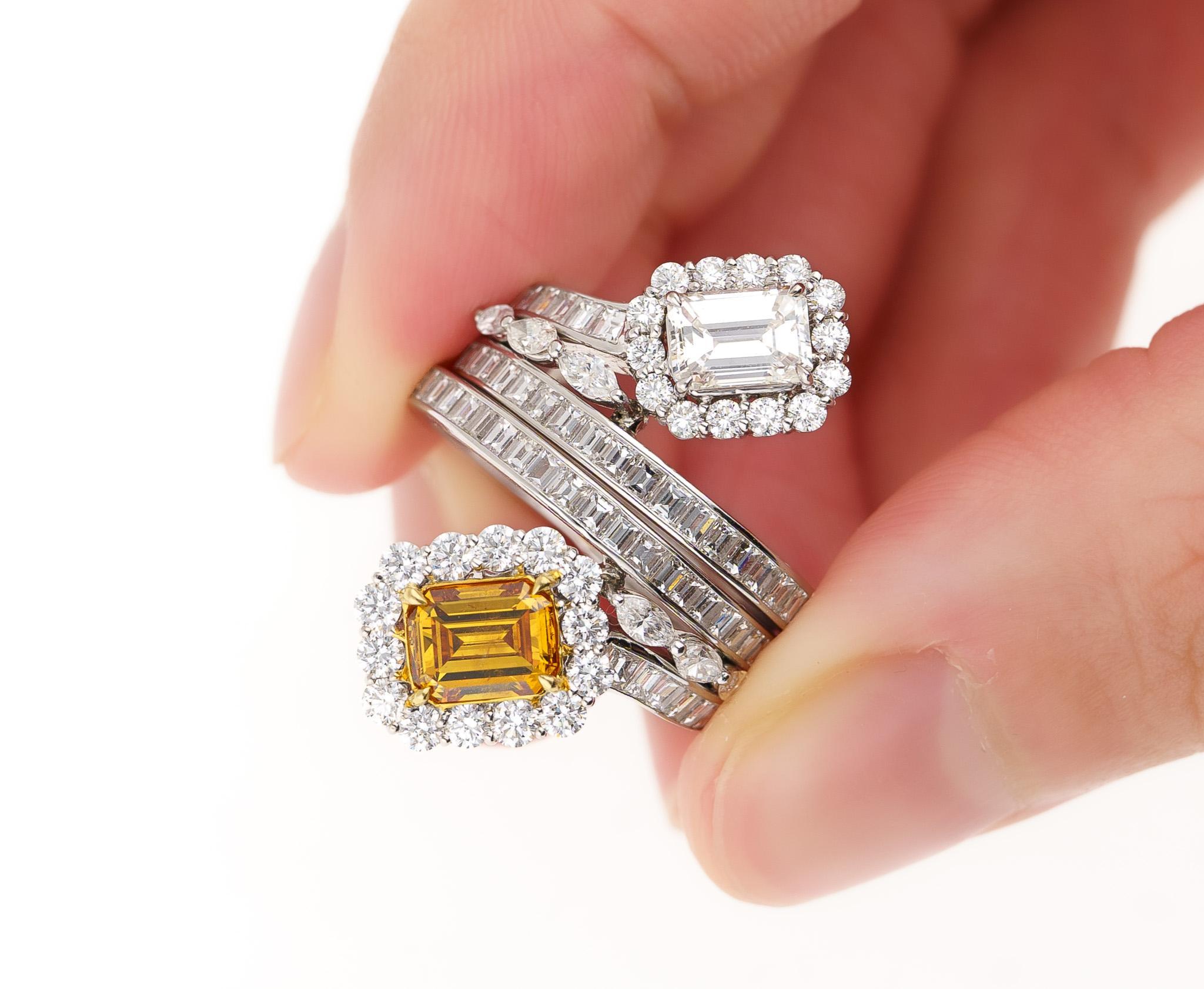 Anello Toi Et Moi staccabile a due pezzi con certificato GIA da 3,81 carati in oro bianco 18 carati in vendita 3
