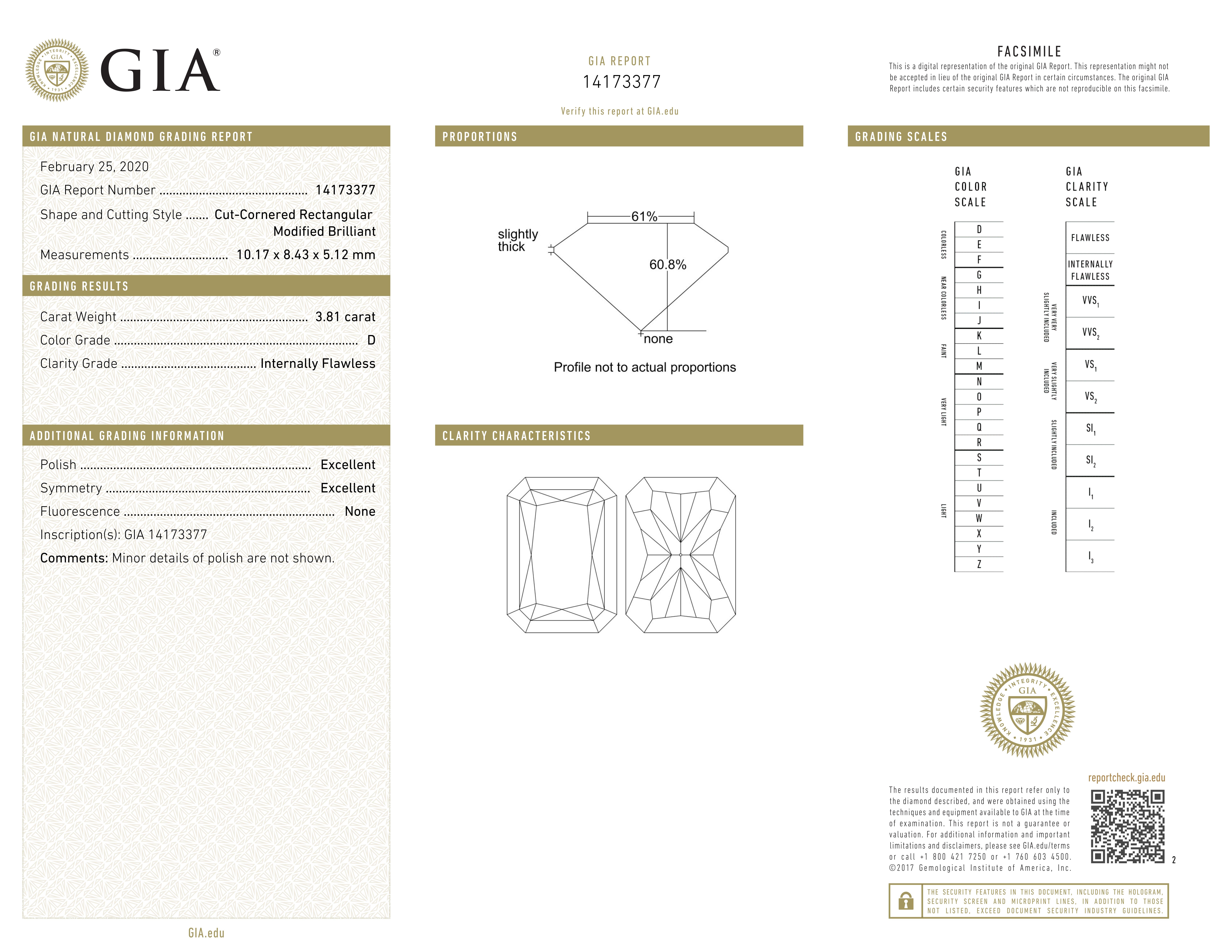 GIA Certified 3.81 Carat Radiant Cut Diamond Engagement Platinum Ring D FLAWLESS In New Condition For Sale In Chicago, IL