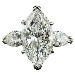 GIA Certified 3.83 Marquise Diamond Platinum Ring