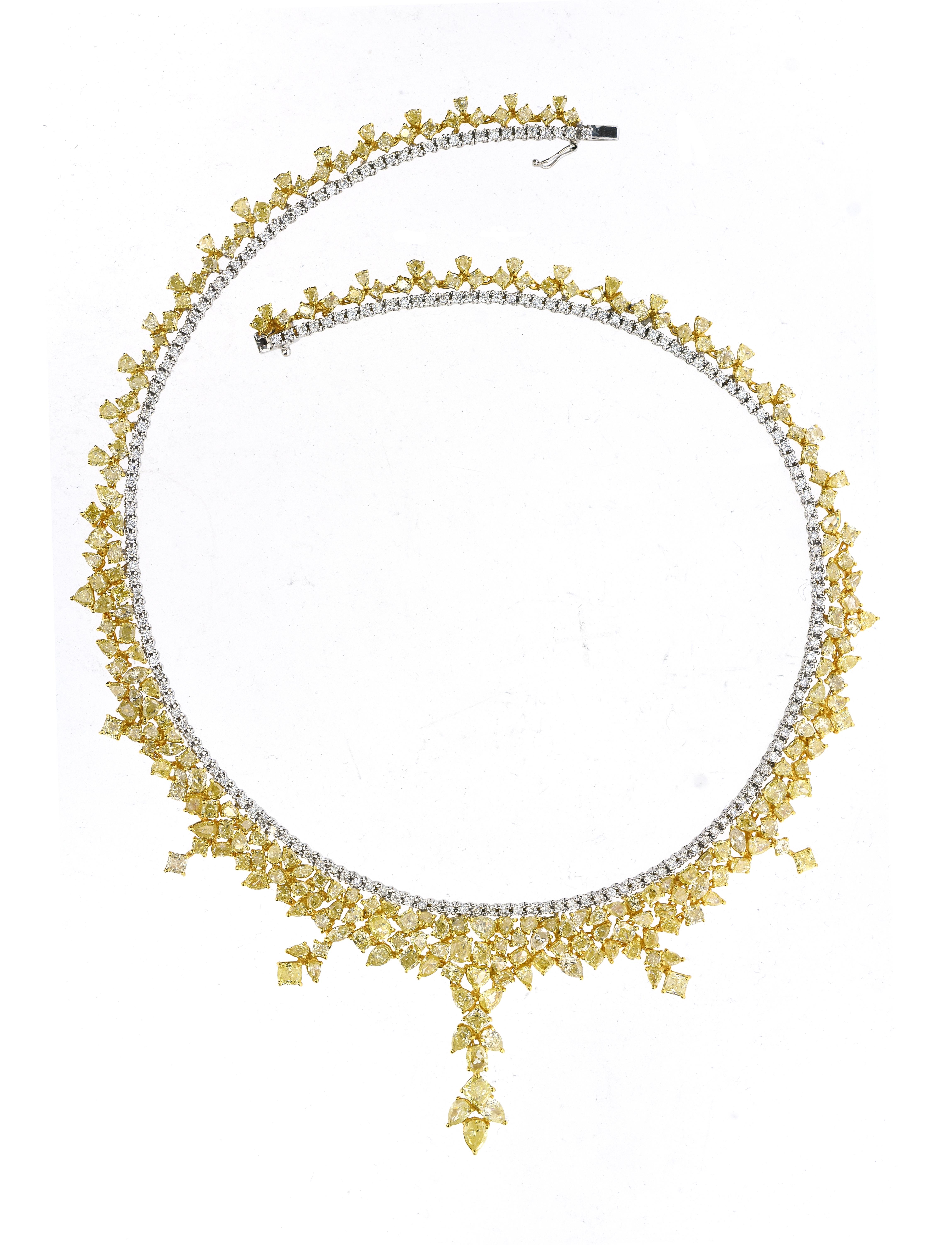 GIA Certified 38.33 Carat Natural Yellow Diamond Necklace