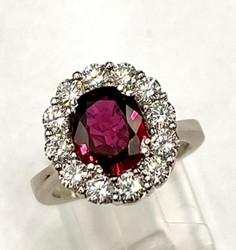 GIA Certified 3.85Ct No Heat Thai Ruby Ring In New Condition For Sale In San Diego, CA