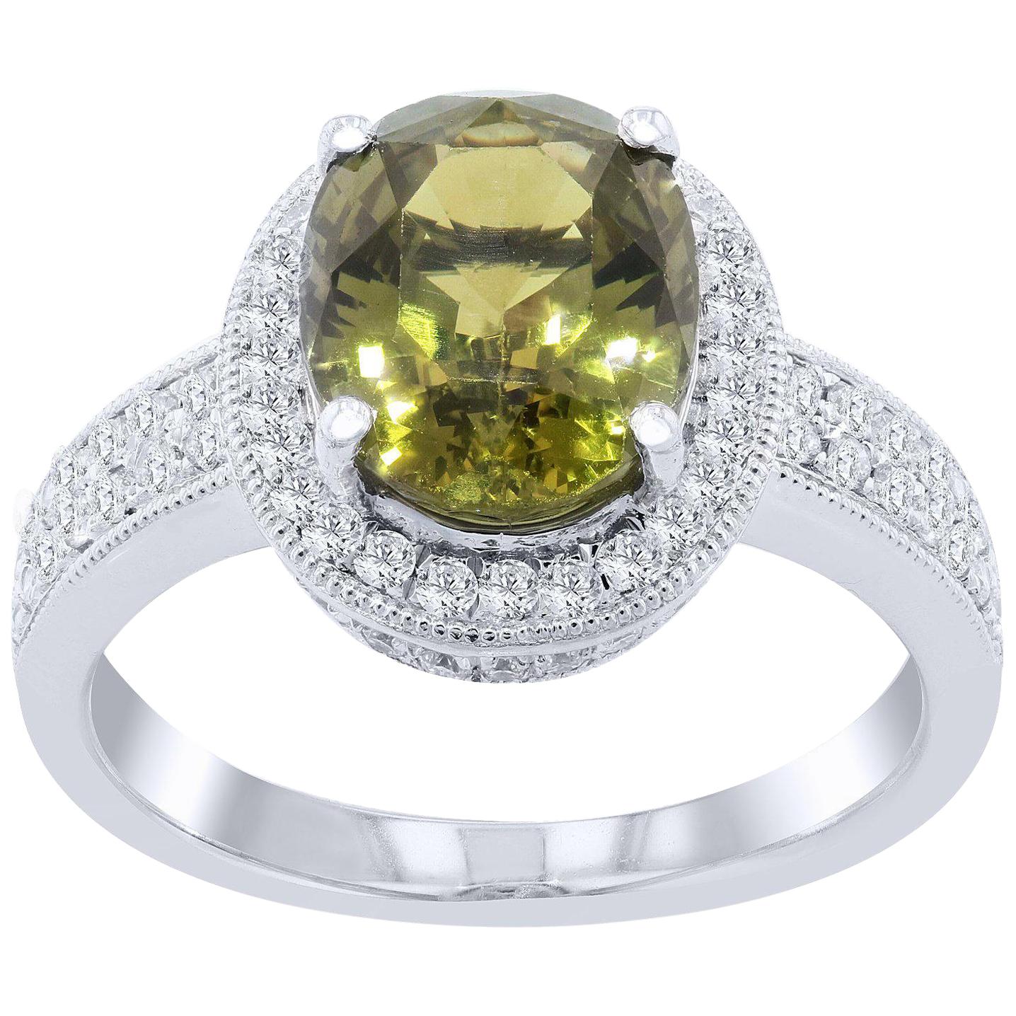 GIA Certified 3.86 Carat Alexandrite Fashion Ring For Sale