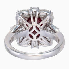 GIA Certified 3.86 Carat Burmese No Heat Ruby And Diamond Ring In 18K White Gold